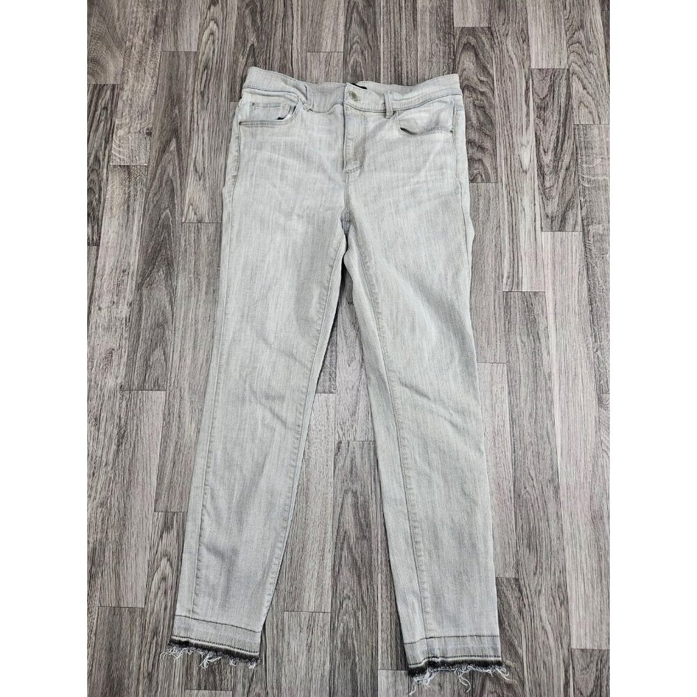(3/$35) Ann Taylor Jeans Womens 6 Gray Skinny Modern Fit Raw Hem‎ Cropped Ankle